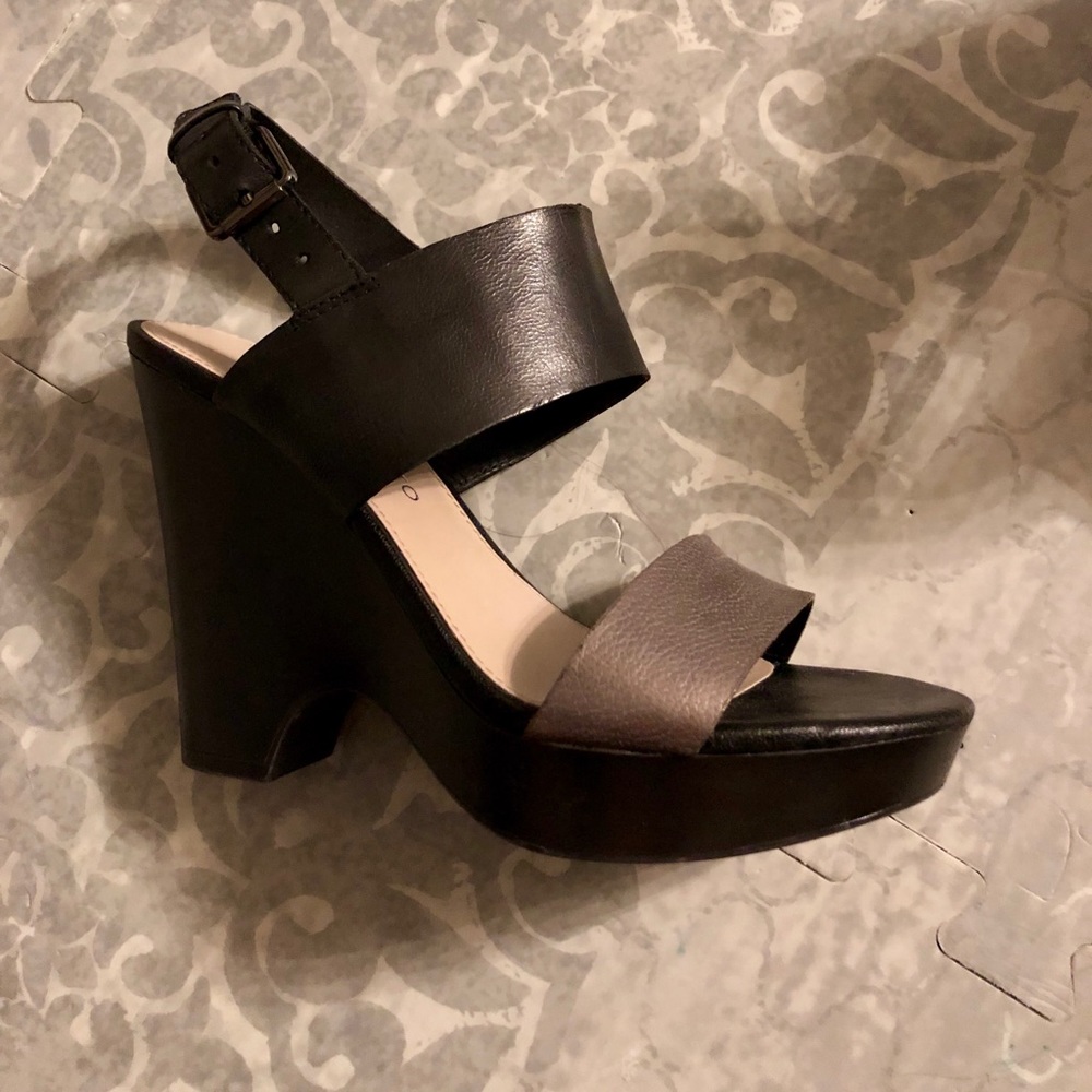 Franco Sarto Black & Pewter Wedge Heel